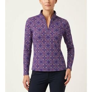 J. McLaughlin Bedford Catalina Top Size XS Long Sleeve 1/4 Zip Purple Blue Pink